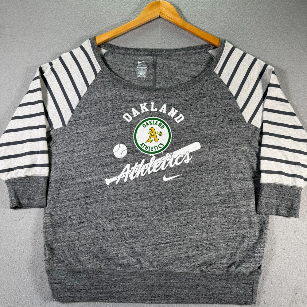 Oakland Athletics Crewneck Sweatshirt Womens‎ 2XL Gray MLB Baseball Cooperstown